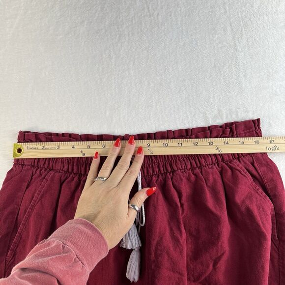 Ava & Viv X 14W Pants Linen Blend Wide Split Leg Pull On Burgundy Women Vacation - Picture 10 of 14